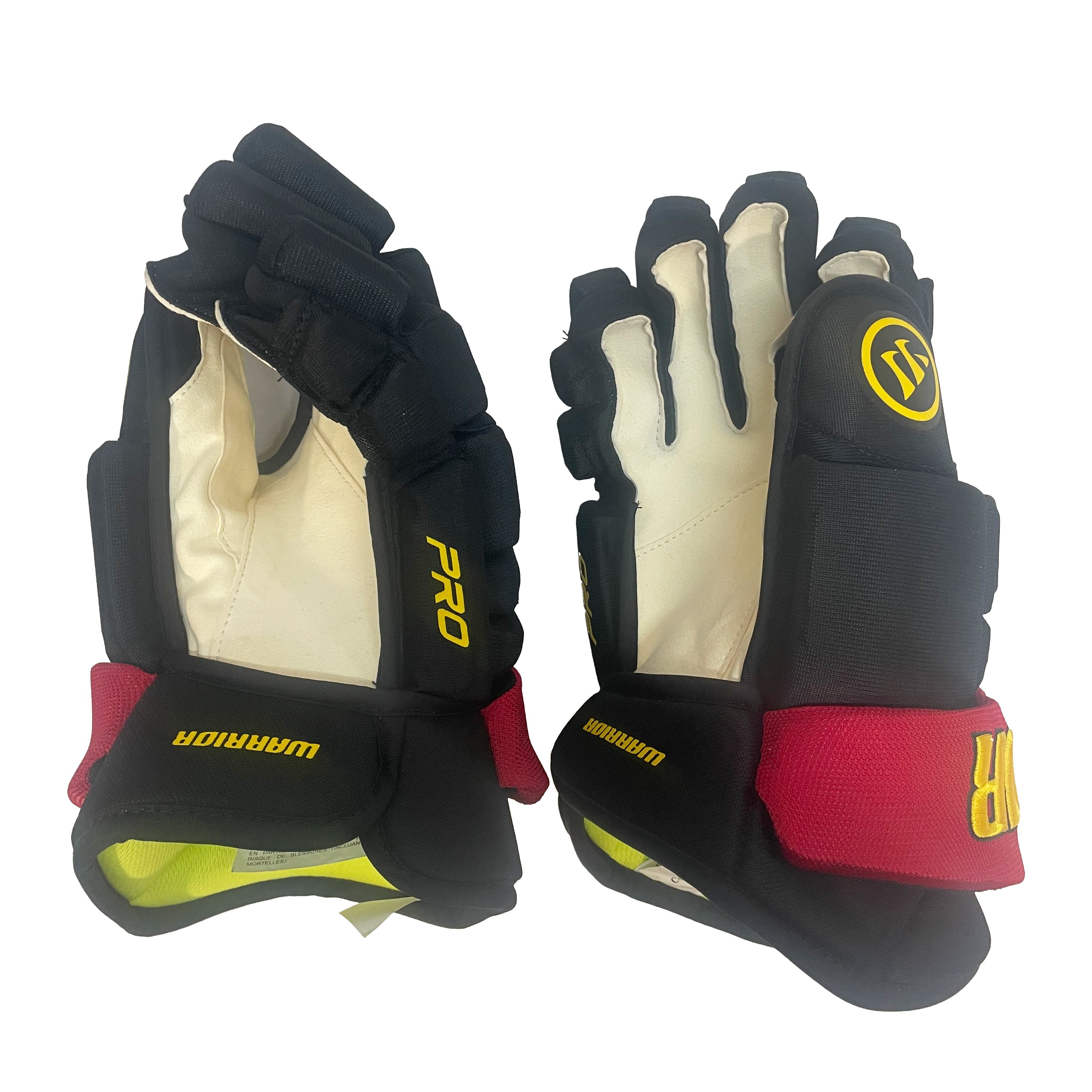 Gants de hockey Warrior Alpha Pro (noir/rouge/jaune)